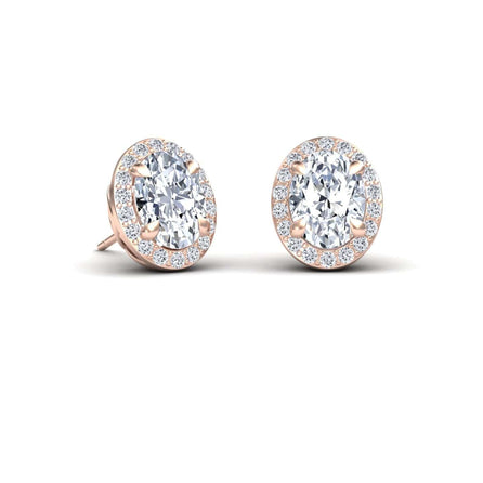 Moissanite & Diamond Halo Stud Earrings - Nalini