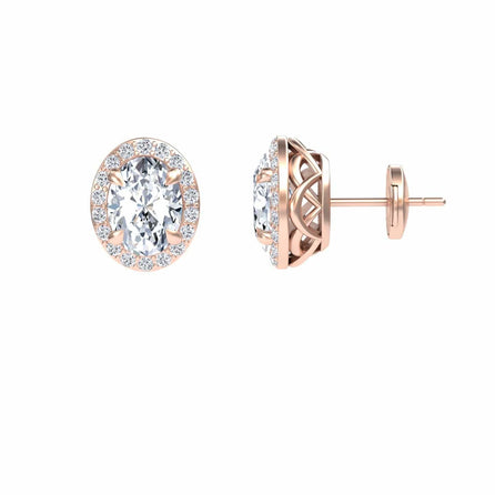 Moissanite & Diamond Halo Stud Earrings - Nalini