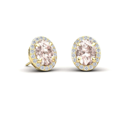 Morganite & Diamond Halo Stud Earrings - Nalini