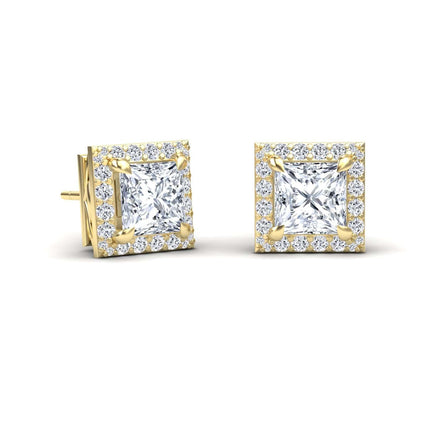 Moissanite & Diamond Halo Earrings - Paige