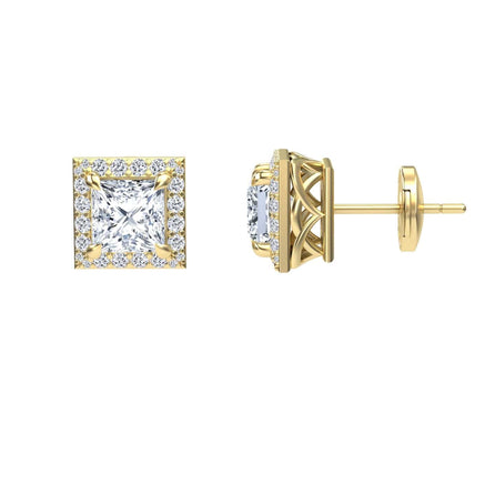 Moissanite & Diamond Halo Earrings - Paige