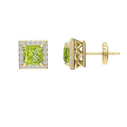 Peridot & Diamond Halo Earrings - Paige