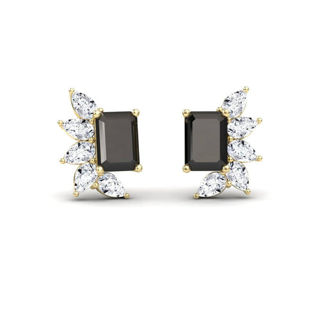 Black & White Diamond Cluster Stud Earrings - Susan
