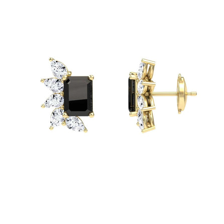 Black & White Diamond Cluster Stud Earrings - Susan