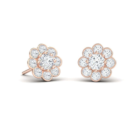White Diamond Floral Stud Earrings - Trudy