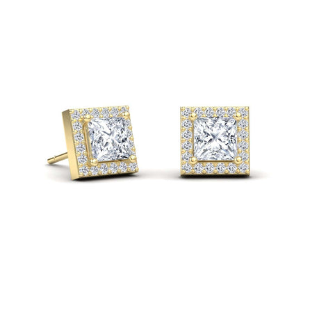 Diamond Halo Stud Earrings - Yu