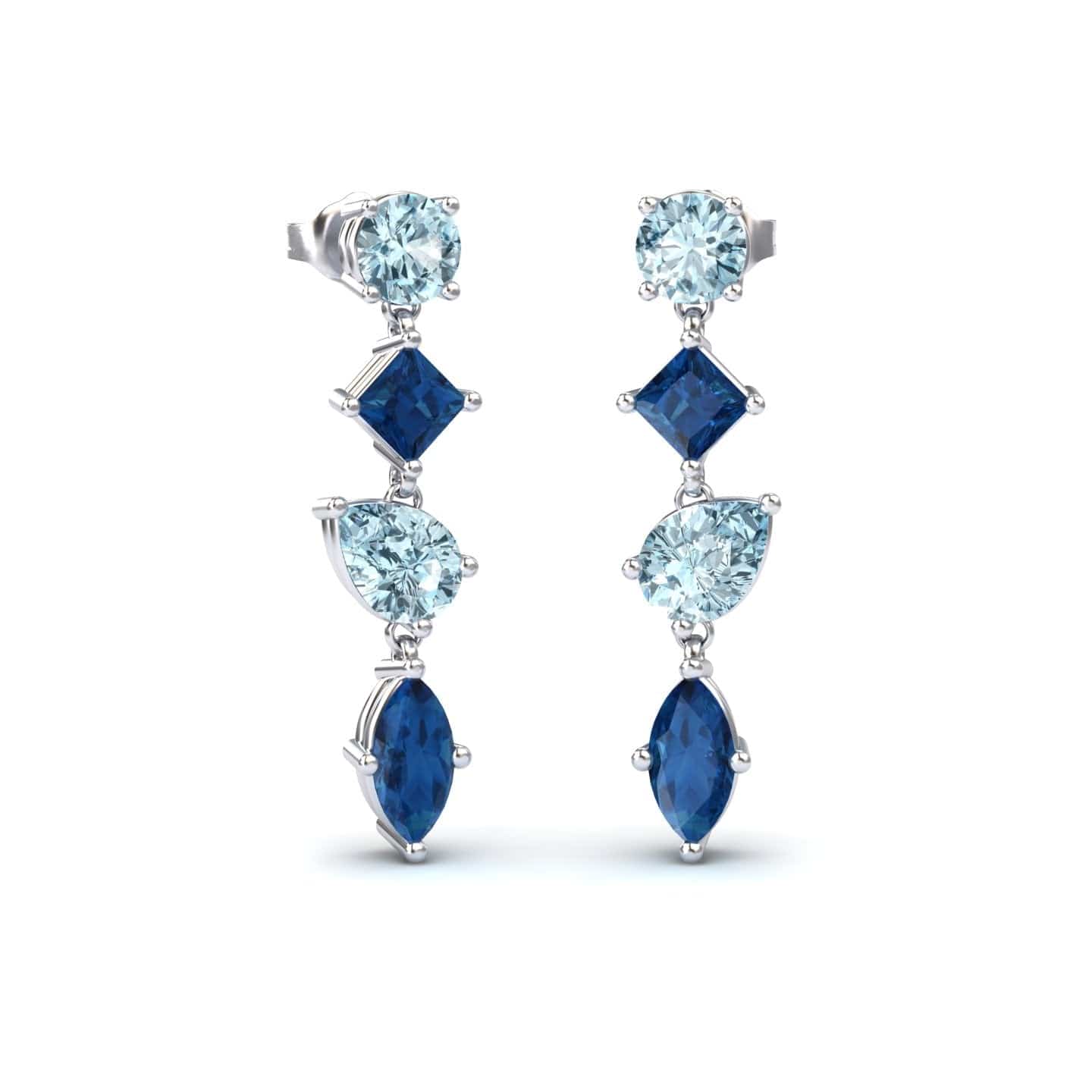 Aquamarine & London Blue Topaz Multi-Cut Drop Earrings - Zara
