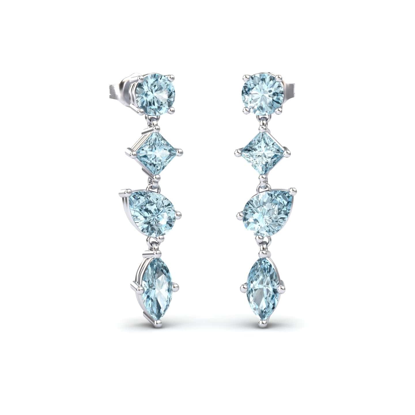 Aquamarine Multi-Cut Drop Earrings - Zara