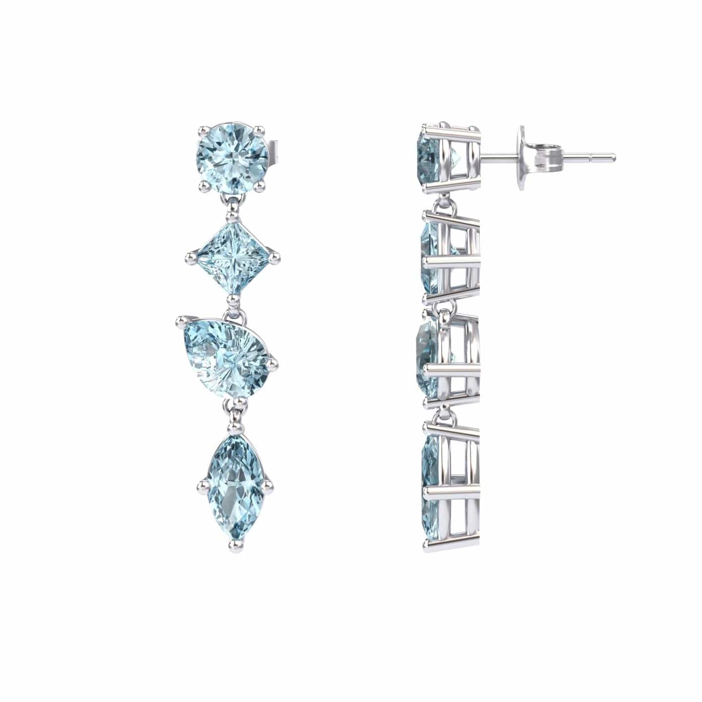 Aquamarine Multi-Cut Drop Earrings - Zara