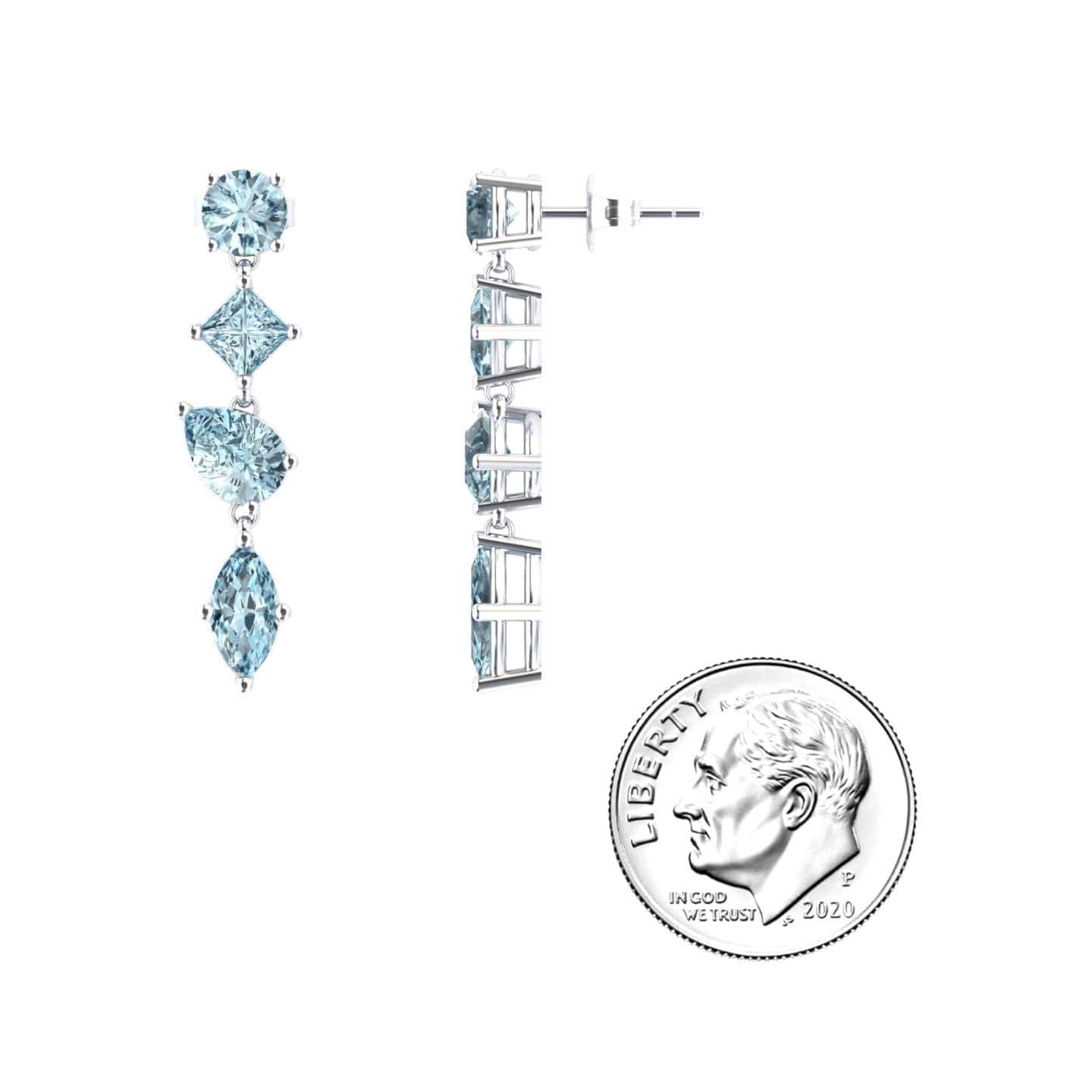 Aquamarine Multi-Cut Drop Earrings - Zara