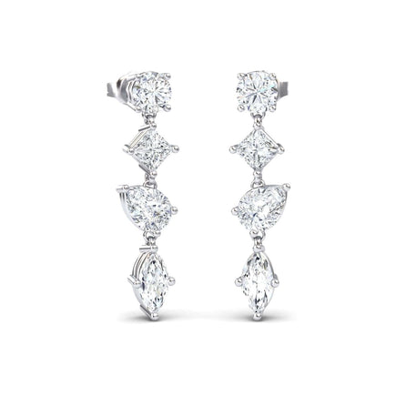 Lab Grown White Diamond Multi-Cut Drop Earrings - Zara