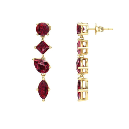 Lab Grown Ruby Multi-Cut Drop Earrings - Zara