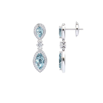 Aquamarine & Diamond Drop Earrings - Avni