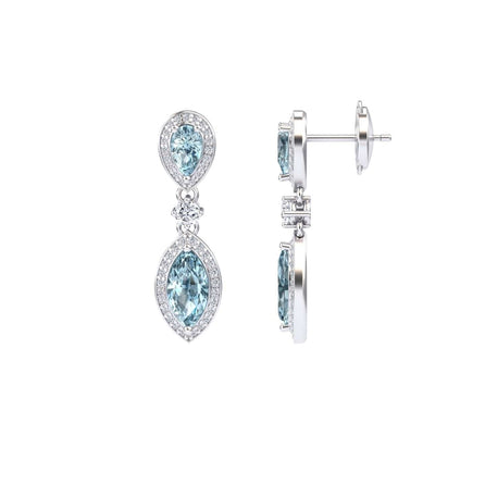 Aquamarine & Diamond Drop Earrings - Avni