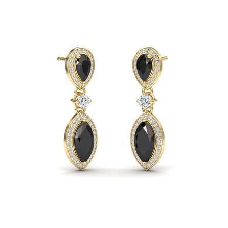 Black & White Diamond Drop Earrings - Avni