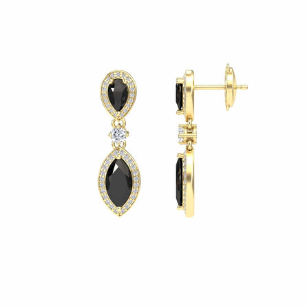 Black & White Diamond Drop Earrings - Avni