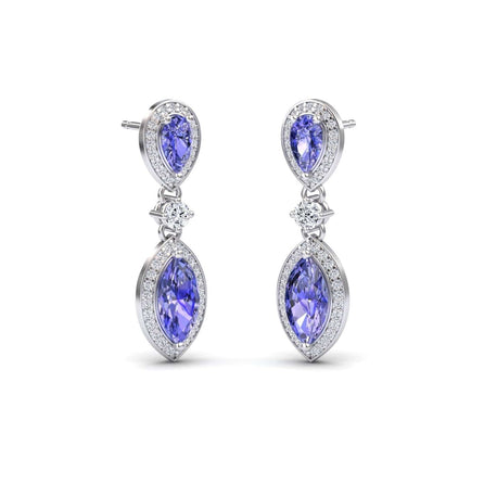 Tanzanite & Diamond Drop Earrings - Avni
