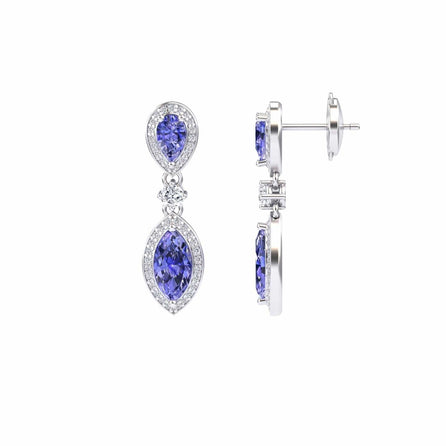 Tanzanite & Diamond Drop Earrings - Avni