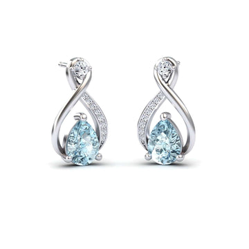 Aquamarine & Diamond Twist Fancy Earrings - Carol