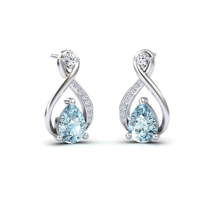 Aquamarine & Diamond Twist Fancy Earrings - Carol