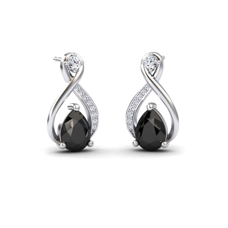 Black & White Diamond Twist Fancy Earrings - Carol