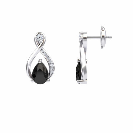 Black & White Diamond Twist Fancy Earrings - Carol