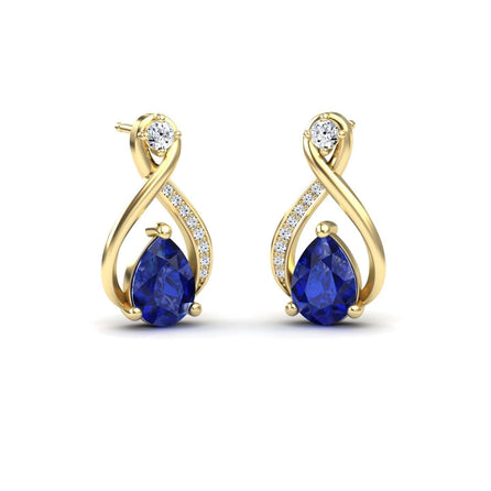 Blue Sapphire & Diamond Twist Fancy Earrings - Carol