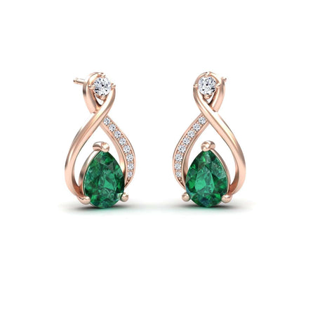 Emerald & Diamond Twist Fancy Earrings - Carol