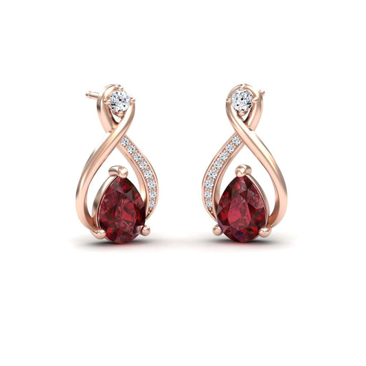 Ruby & Diamond Twist Fancy Earrings - Carol