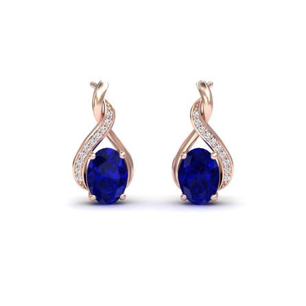 Blue Sapphire & Diamond Infinity Drop Earrings - Daniela