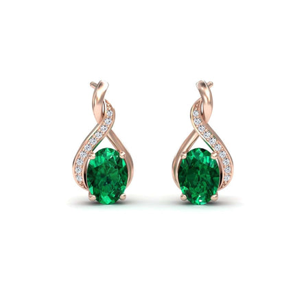 Emerald & Diamond Infinity Drop Earrings - Daniela