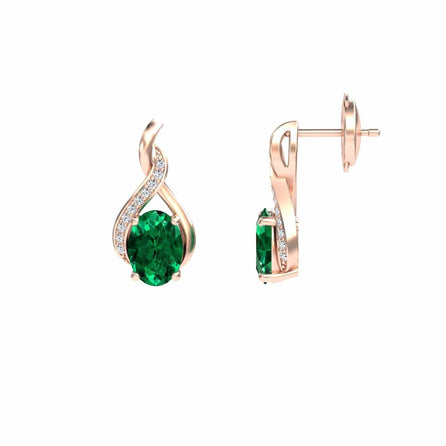 Emerald & Diamond Infinity Drop Earrings - Daniela