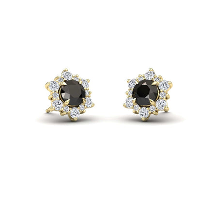 Black & White Diamond Starburst Stud Earrings - Deepika