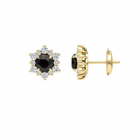 Black & White Diamond Starburst Stud Earrings - Deepika