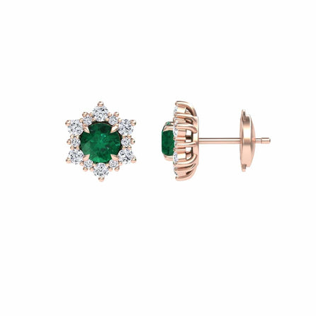 Emerald & Diamond Starburst Stud Earrings - Deepika