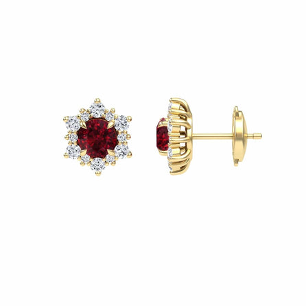 Ruby & Diamond Starburst Stud Earrings - Deepika