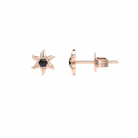 Black Diamond Floral Stud Earrings - Gia