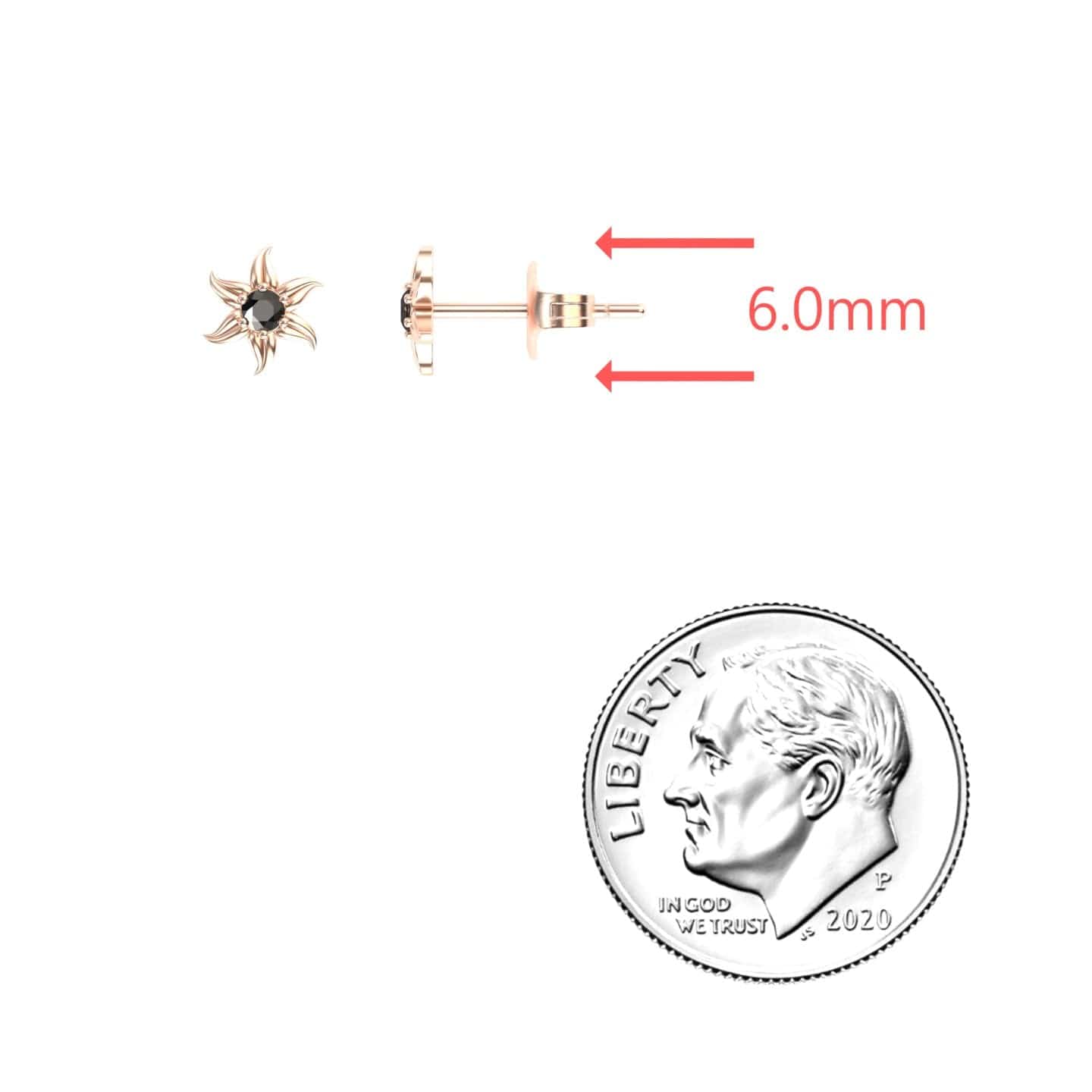Black Diamond Floral Stud Earrings - Gia