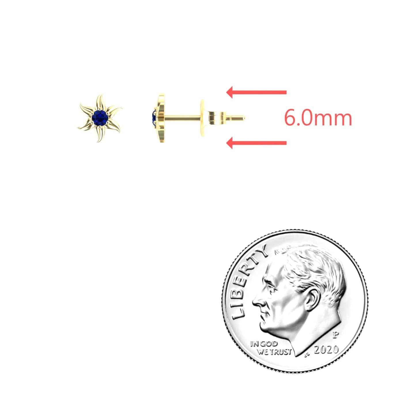 Blue Sapphire Floral Stud Earrings - Gia