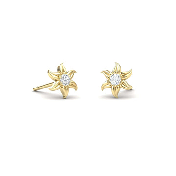 Diamond Floral Stud Earrings - Gia