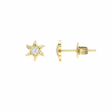 Diamond Floral Stud Earrings - Gia