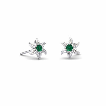 Emerald Floral Stud Earrings - Gia