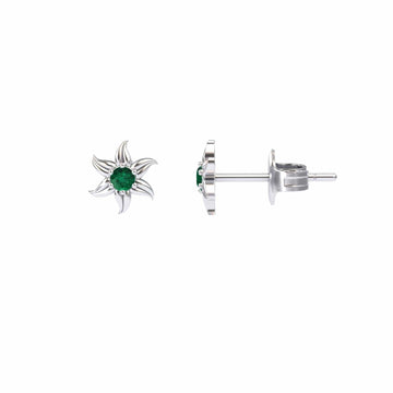 Emerald Floral Stud Earrings - Gia