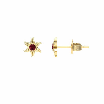 Ruby Floral Stud Earrings - Gia