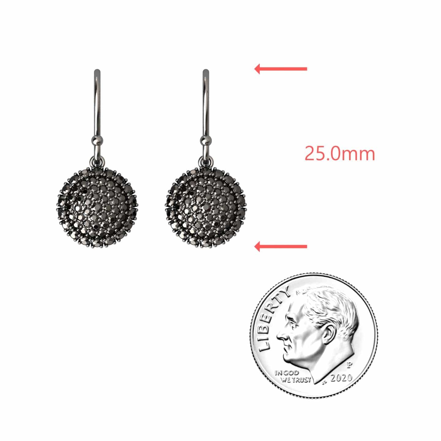 Black Diamond Sphere Drop Earrings - Isla