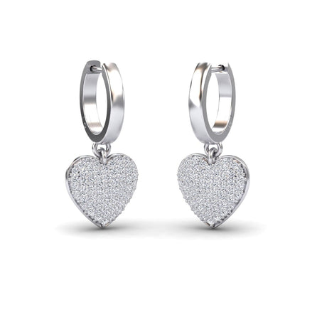White Diamond Heart Hoop Earrings - Jinxi