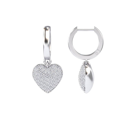 White Diamond Heart Hoop Earrings - Jinxi