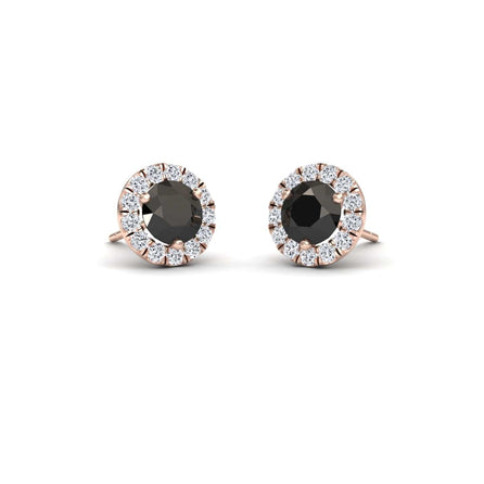 Black & White Diamond Halo Stud Earrings - Elena