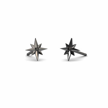 Black Diamond North Star Stud Earrings - Monica