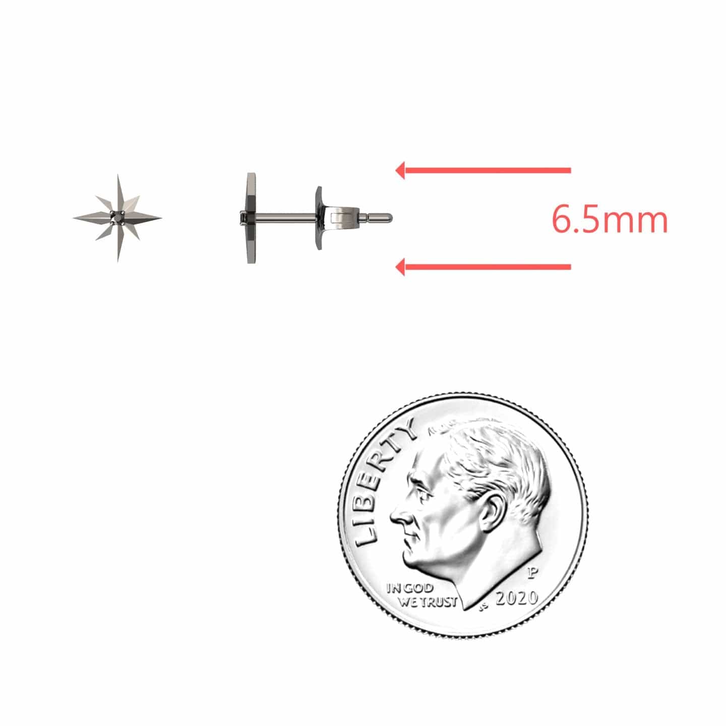 Black Diamond North Star Stud Earrings - Monica